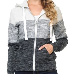COLOR BLOCK ZIP UP HOODIE - Women's Jacket - White